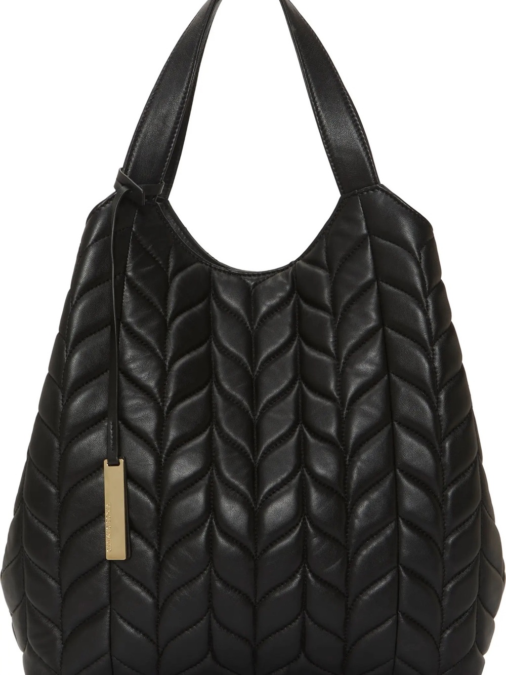 Vince Camuto Black Quilted Shoulder Bag with Gold Tag
